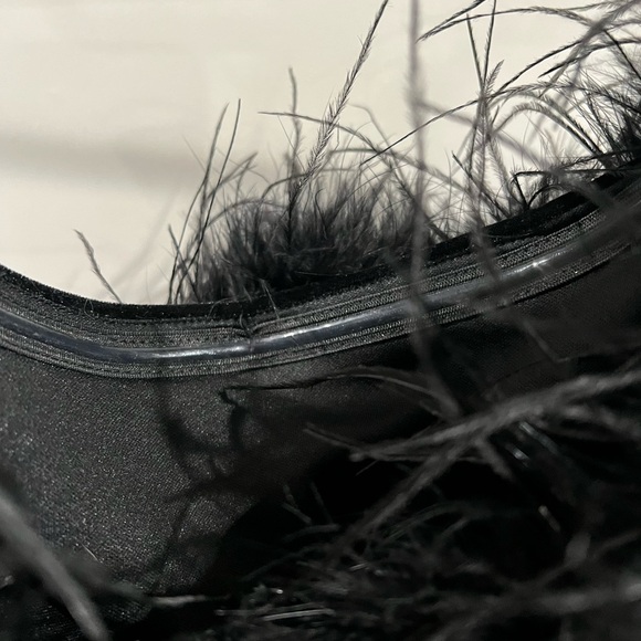 Xscape Black Long Sleeve Feather and Velvet Dress - Picture 6 of 7